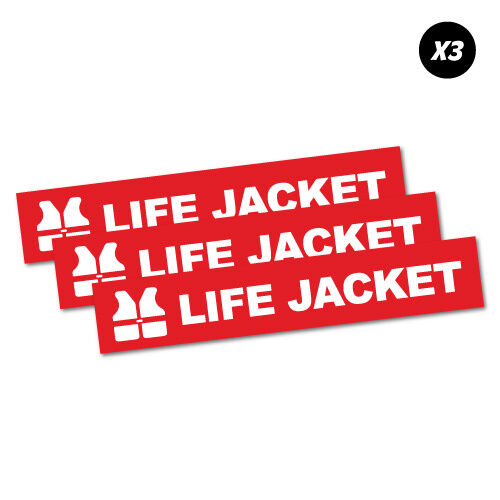 3 x Life Jacket Sticker Decal Safety Sign Car Vinyl #5441K