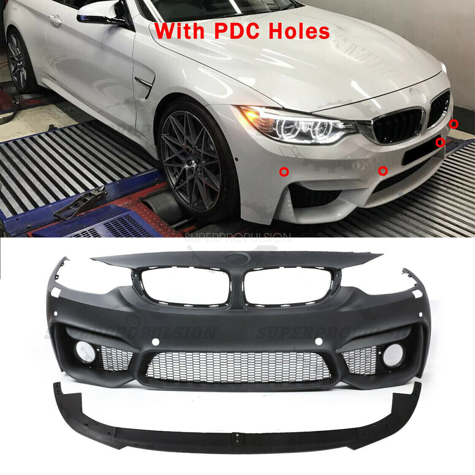 M4 Style Front Bumper Cover with PDC For BMW F32 F33 F36 4 SERIES 14-19
