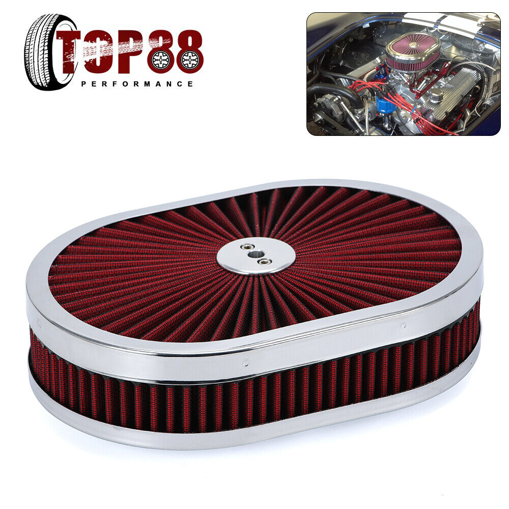 12″ Oval Air Cleaner Set Super Flow Hot Rod Chevy Ford Mopar Classic