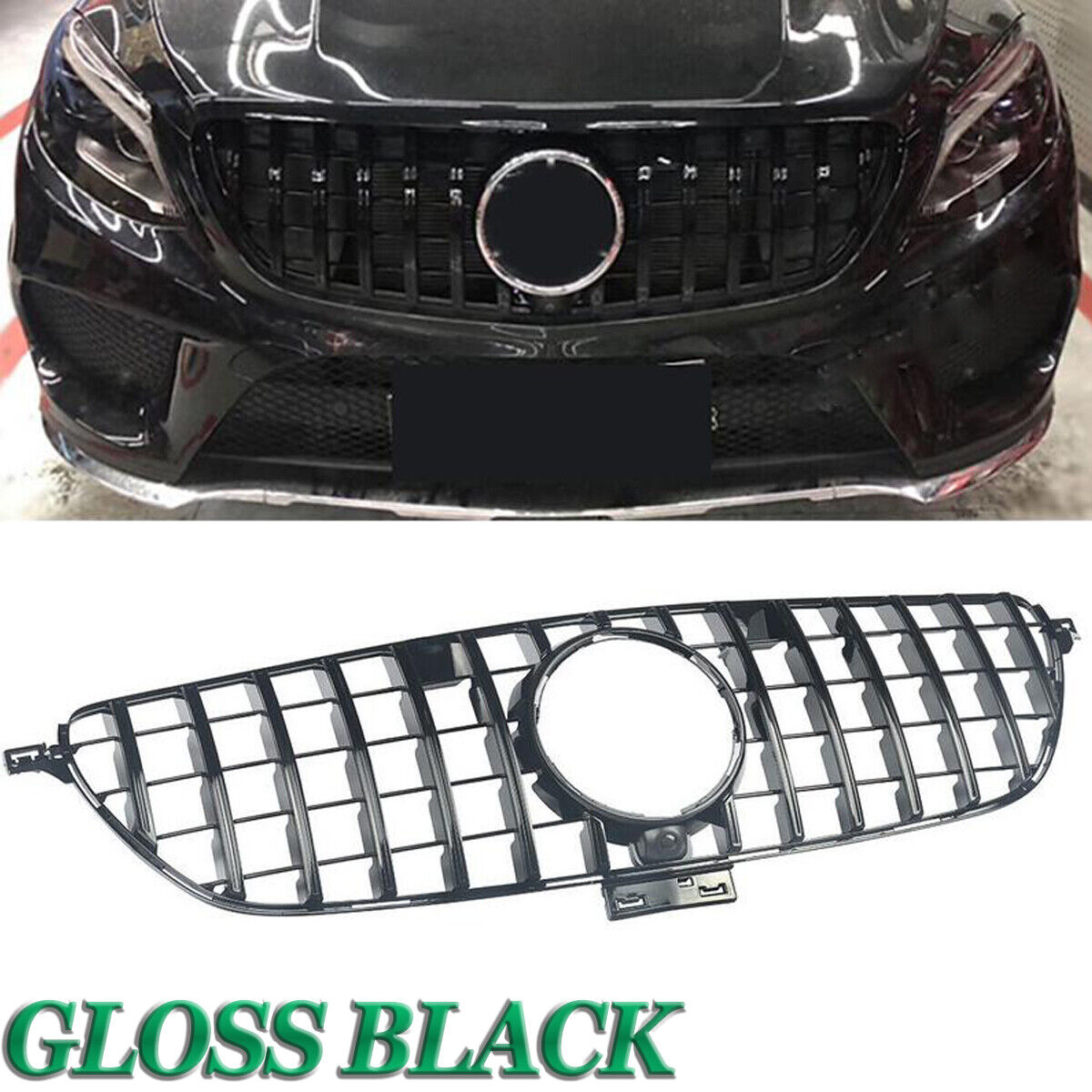 Gloss Black GT Front Grille Grill For Mercedes Benz C292 W292 GLE350 2016-2019