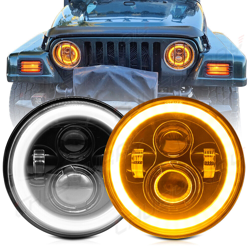 Par punto 7pulgadas LED faros Halo ángulo ojo for Jeep Wrangler JK TJ CJ LJ new