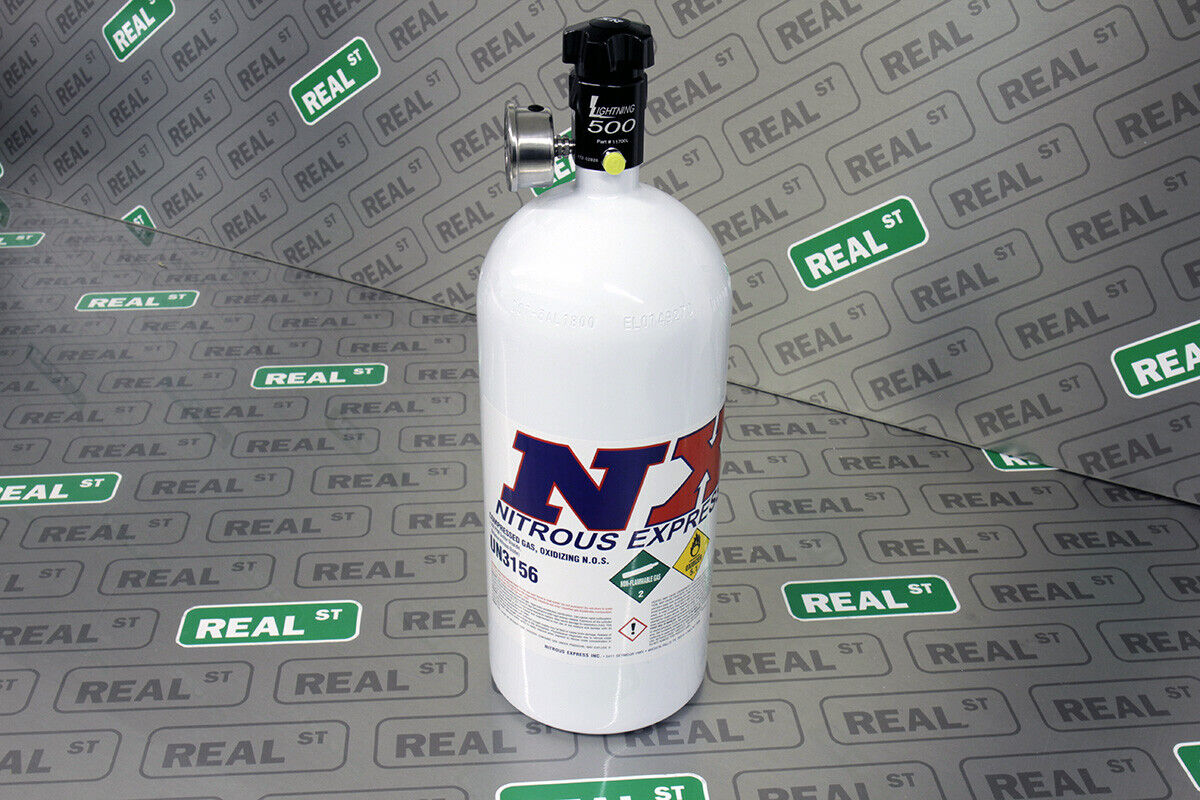 Nitrous Express 10LB Bottle White with Lightning 500 Valve & Gauge NX-11101