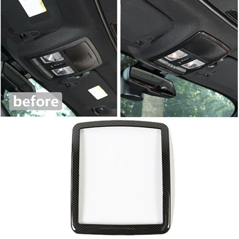 Carbon Fiber Front Reading Light Lamp Cover Trim For Dodge Challenger 2010-2019