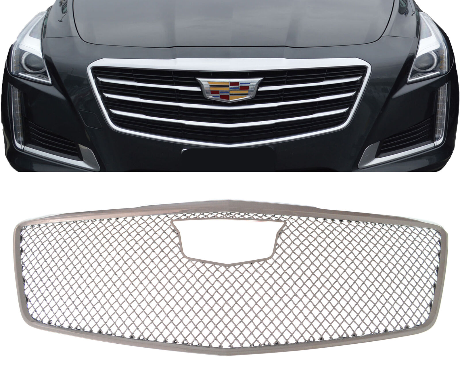 Patented Overlay Chrome Grille fits 15-19 Cadillac CTS (Not CTS-V)
