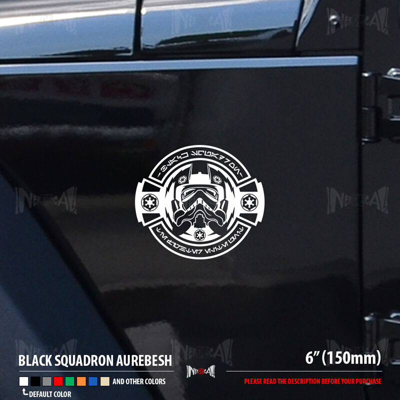 BLACK SQUADRON TIE FIGHTER AUREBESH Dark Side Car Vinyl Sticker Decal
