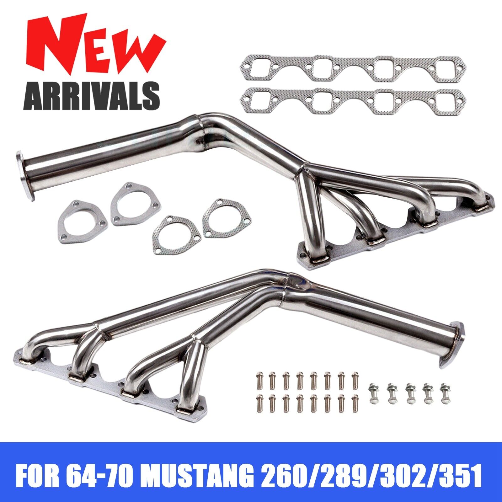 Stainless Steel Manifold Headers for Ford 1964-1970 Mustang 260/289/302/351 V8