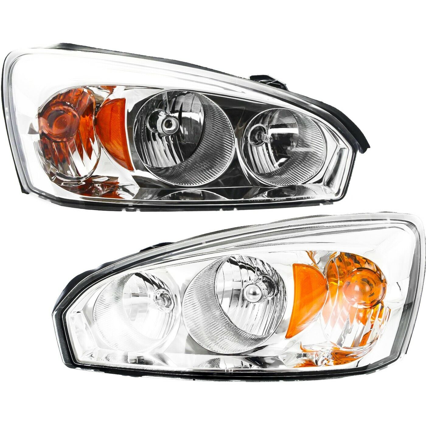 Headlights Headlamps Left & Right Pair Set for 04-08 Chevy Malibu