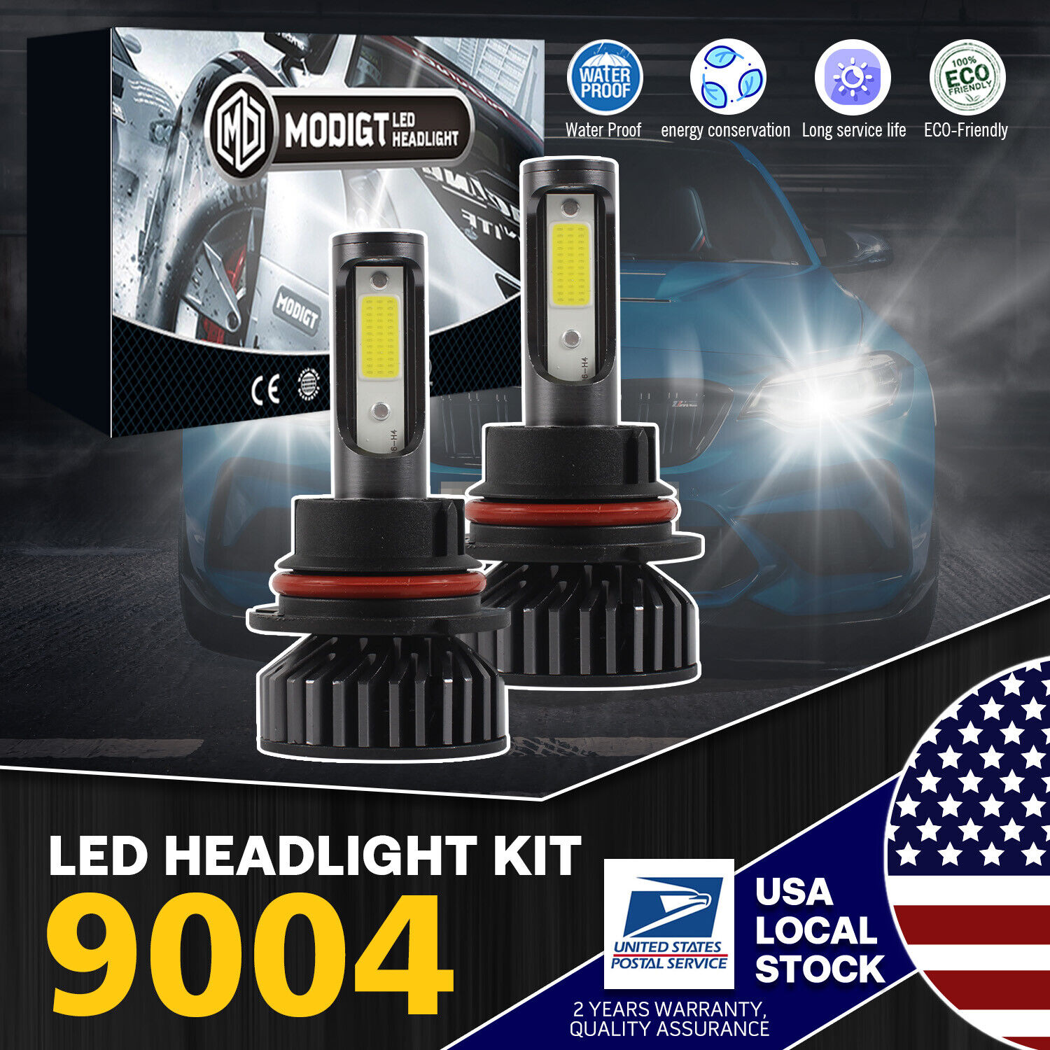 For Ford Taurus Festiva Car LED Headlights Bright High /Low Beam 2Pcs 9004