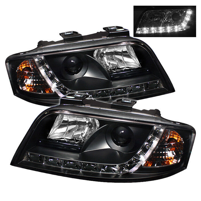 Audi 02-04 A6 / Quattro Black Projector Headlights DRL Daytime Running LED Light