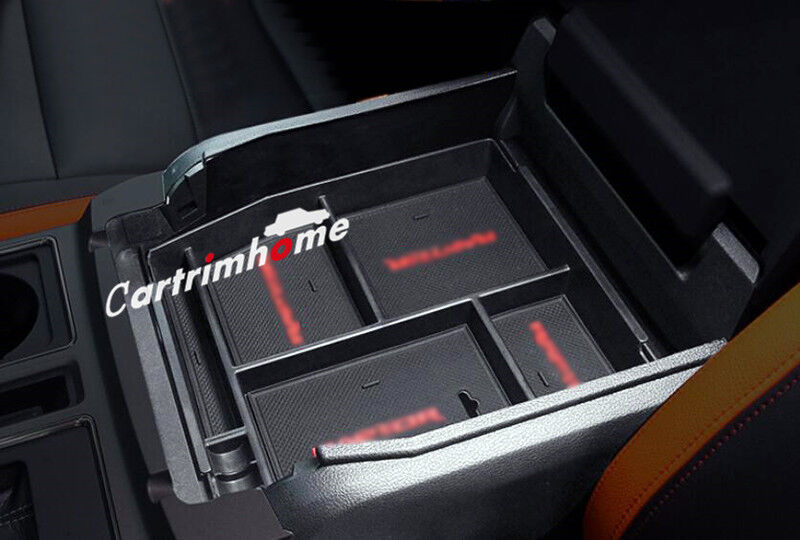 Black Plastic Interior Armrest Storage Box Holder For Ford F150 F-150 2015-2020