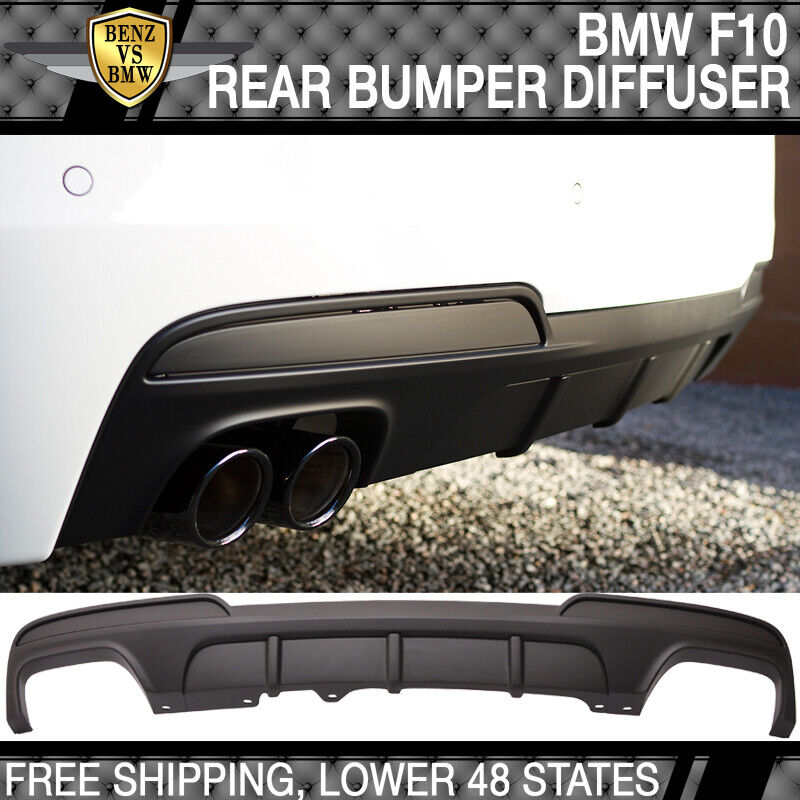 Fits 11-16 BMW F10 550I MP Style PP Rear Diffuser Quad Dual Muffler Twin Outlet