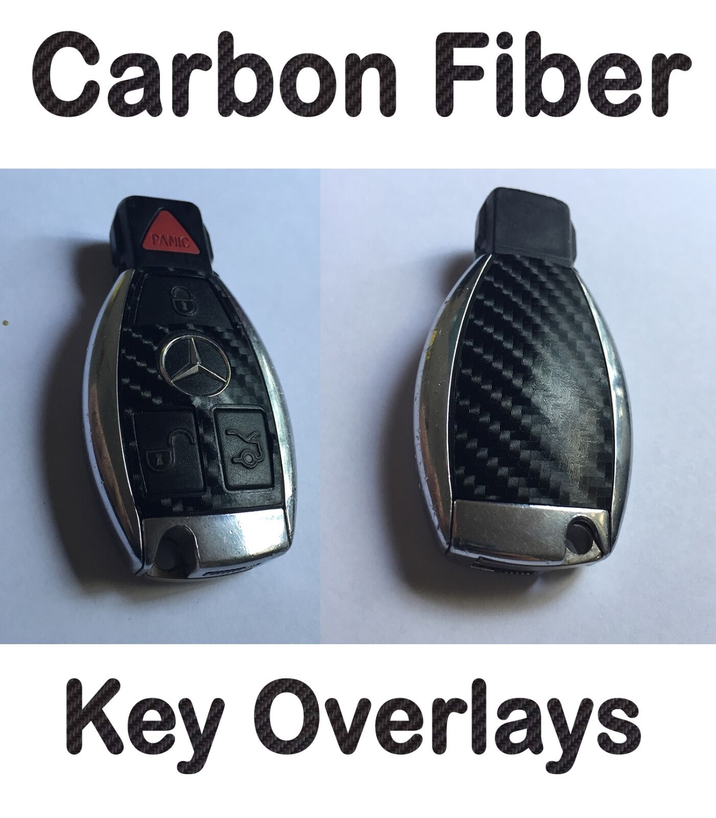 Mercedes Benz Carbon Fiber Key Fob Overlay Kit Sticker SL55 SL63 SL65 AMG