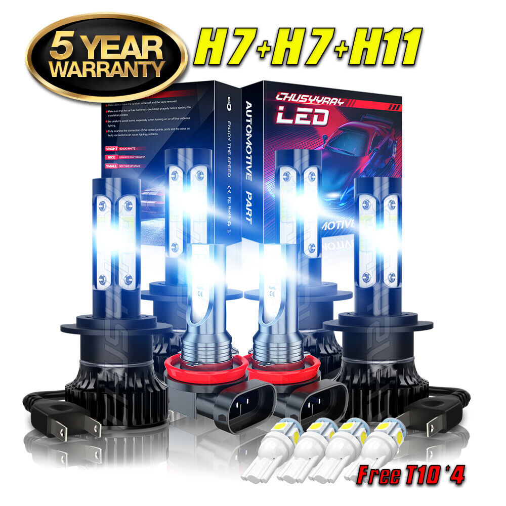 For Mercedes-Benz E350 E320 E550 -6x 8000K LED Headlight + Fog Light Bulbs Kit
