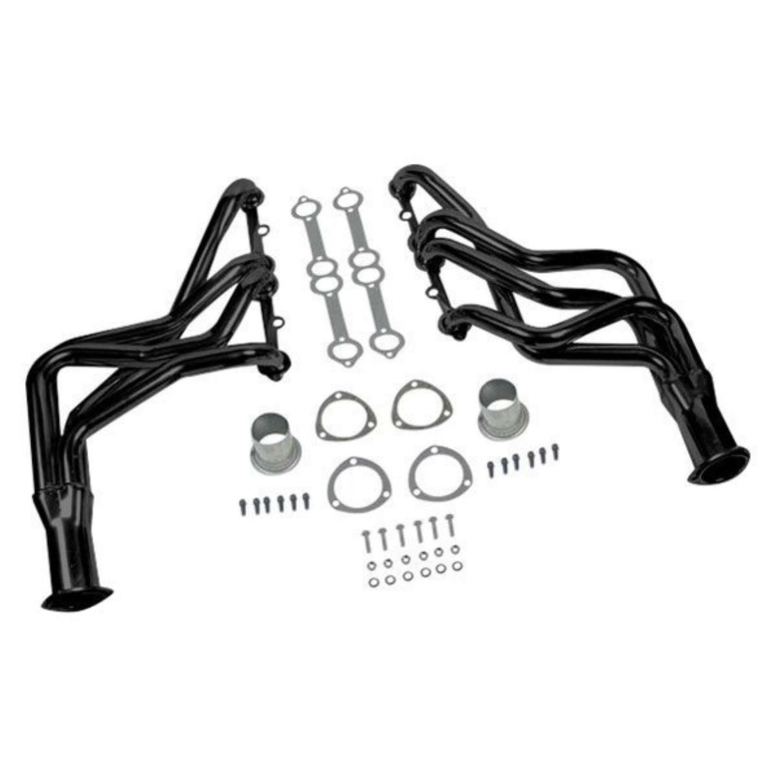 Mild Steel Black Painted Long Tube Exhaust Headers Fits 1966-1988 Chevy Caprice