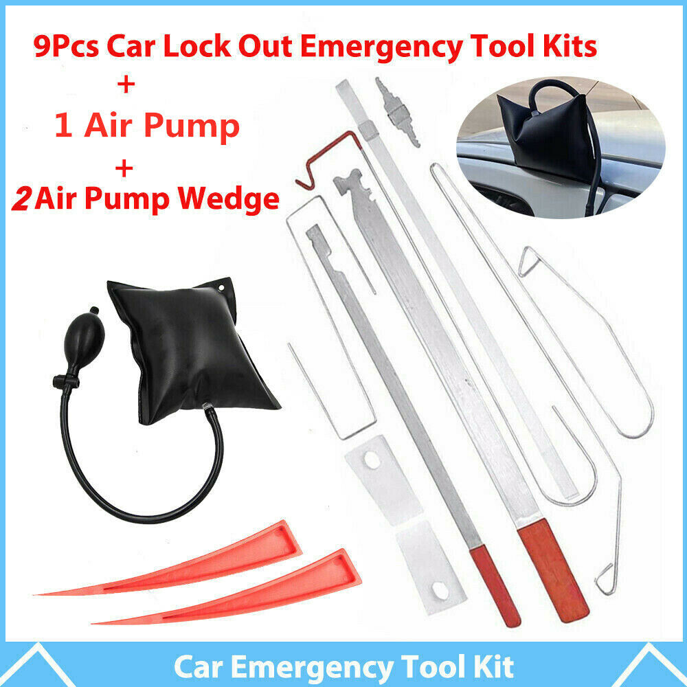 12X Universal Car Door Open Unlock Tool Kit Key Lost Lock Out Emergency Air Pump