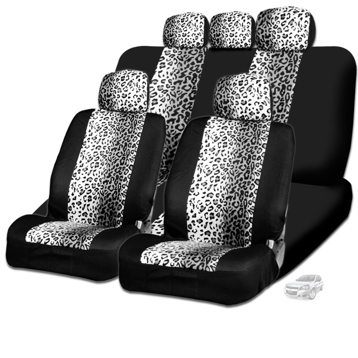 New Design Safari Snow Leopard Print Car Truck SUV Seat Covers For Chevrolet