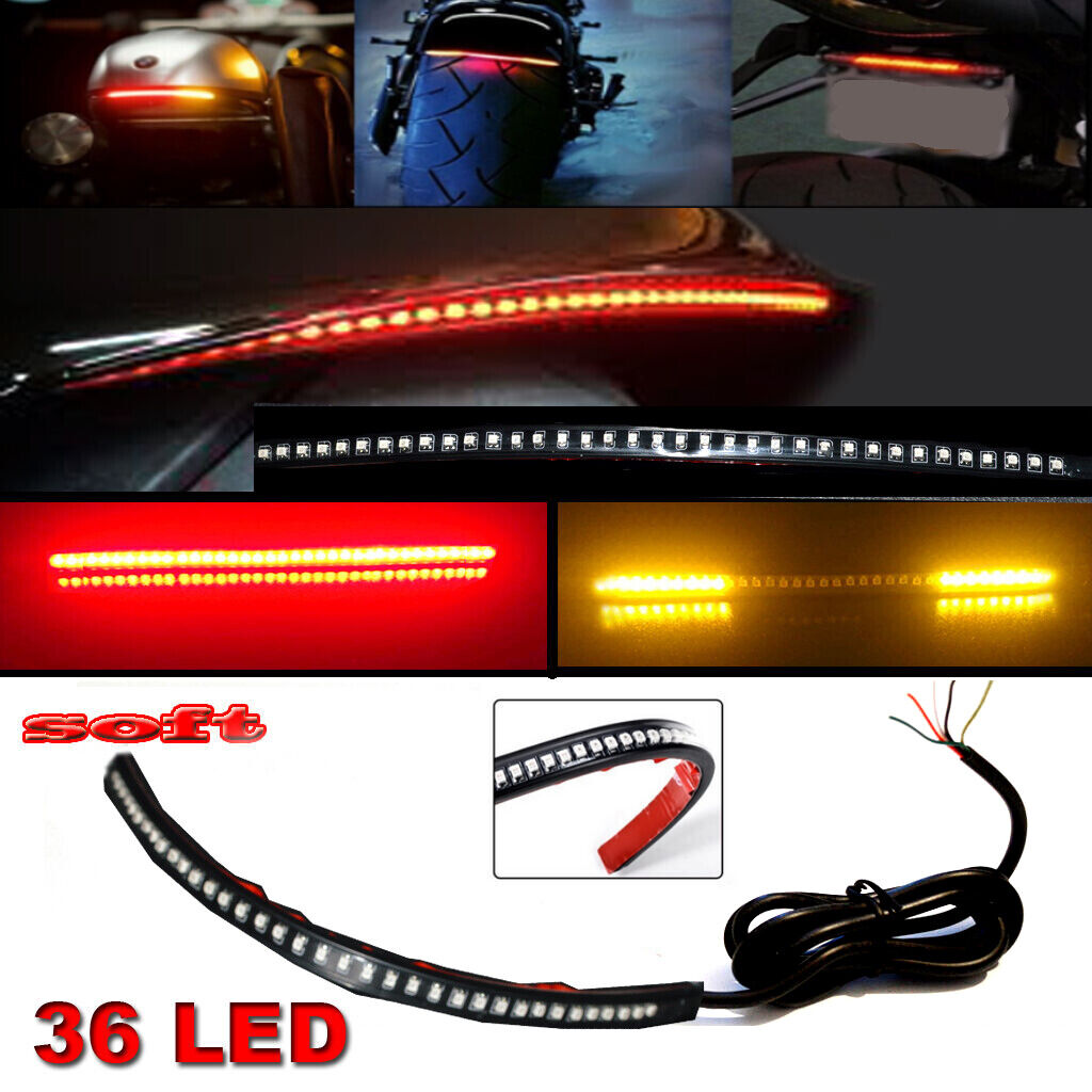 Bendable 36 LED Light Strip Flow Turn Signals for Motorcycle Brake Running light