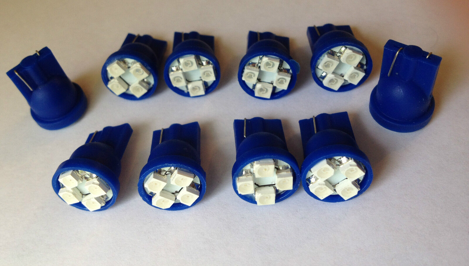 10 Blue Chevy SUPER BRIGHT 12V LED 194 Wedge Instrument Panel Light Bulbs NOS