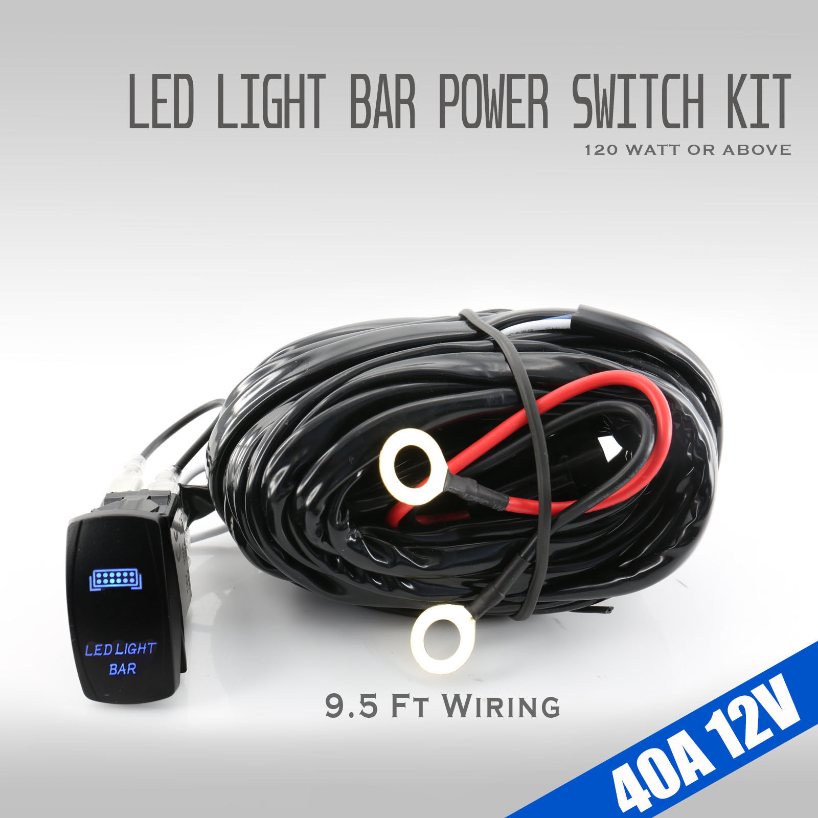 9ft 40A 12V Switch & Relay Wiring Harness Kit LED Fog Work Light Bar 180W-500W
