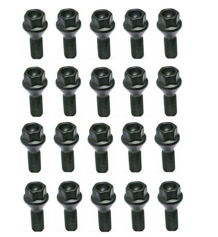 Lug Bolt Set of 20 Lugs Bolts Studs Black OEM Brand New Made in Germany for BMW
