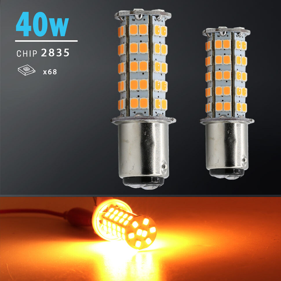 2X 40W 1157 LED Amber Yellow Turn Signal Parking DRL High Power Light Bulbs