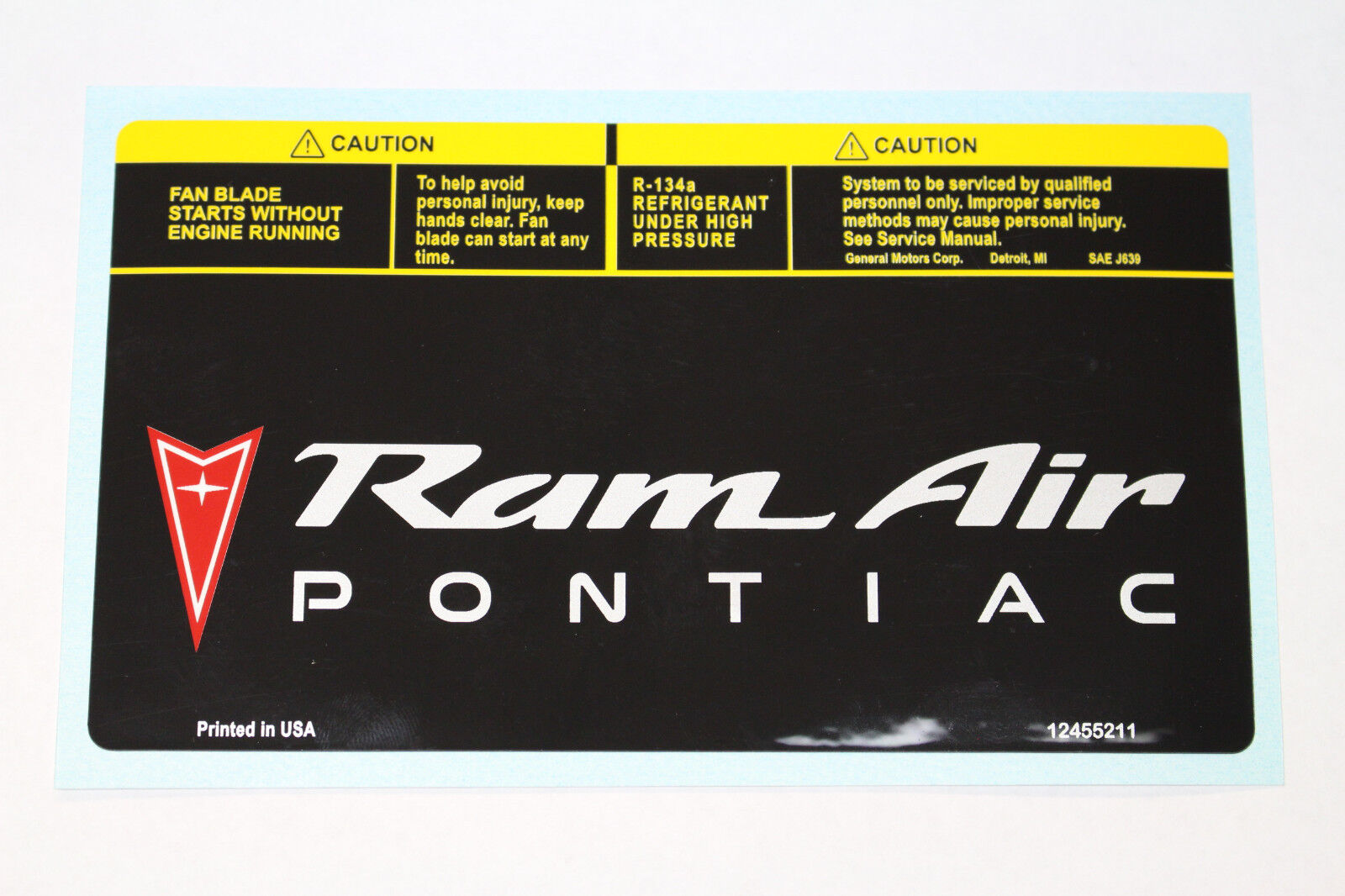 1998-2002 Pontiac Trans Am WS6 Ram Air Decal for Air Lid Box New OEM GM 12455211