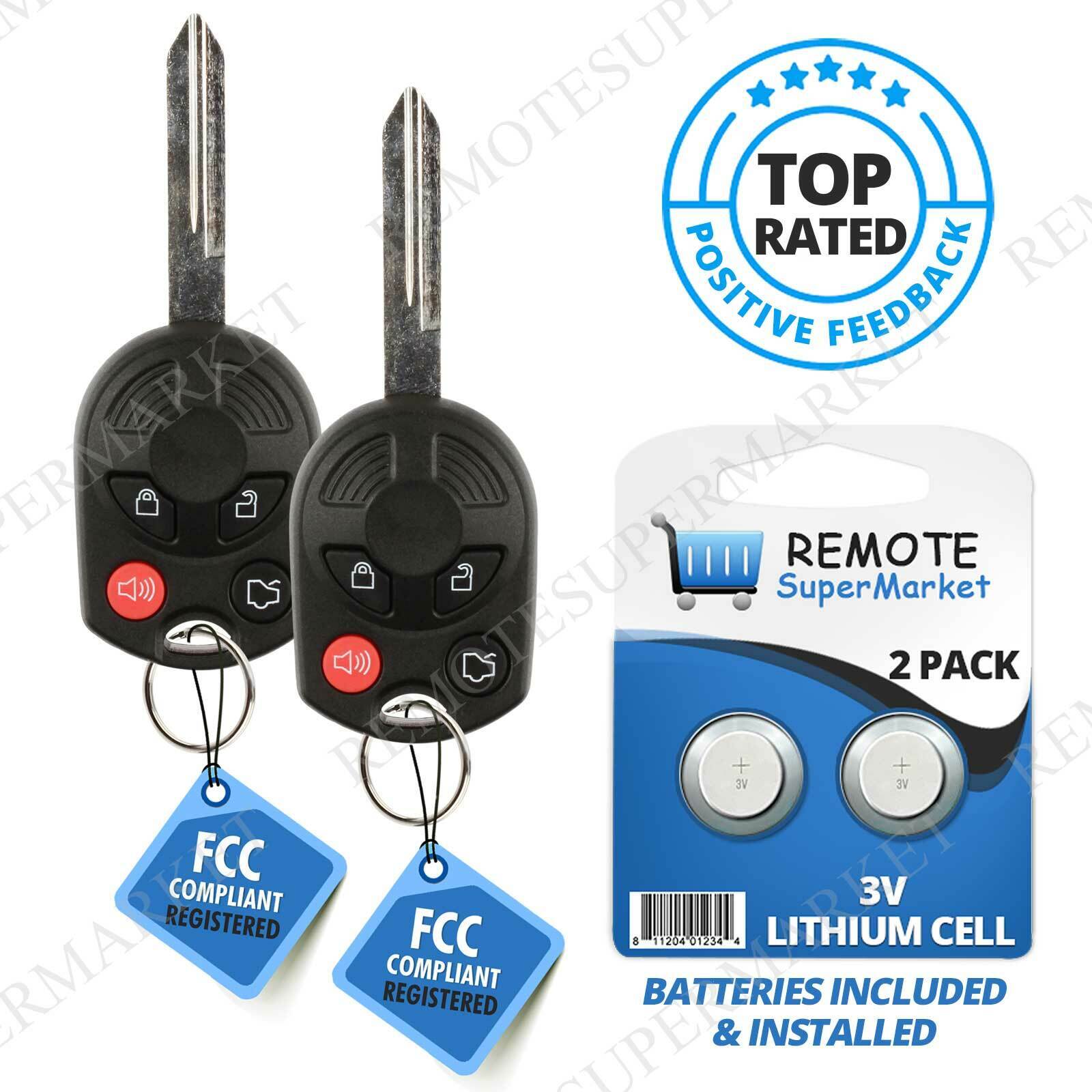 2 Replacement for Ford 2009-15 Flex 2006-10 Focus, Fusion Remote Key Fob 4b Oucd