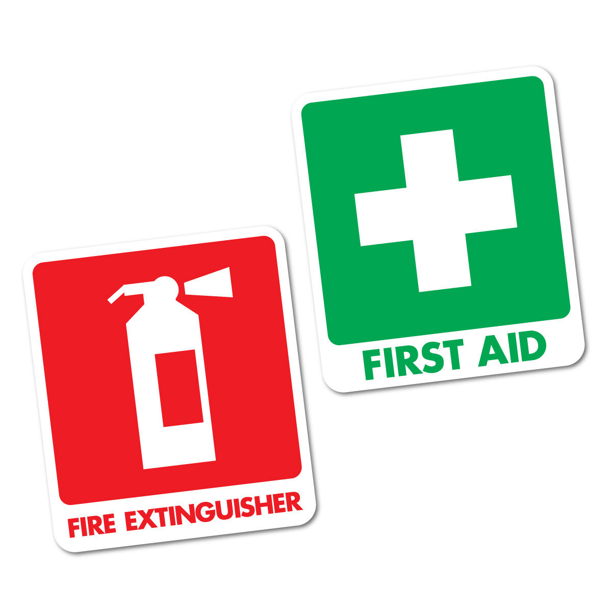 First Aid & Fire Extinguisher Sticker  95x111mm OHS #5473K