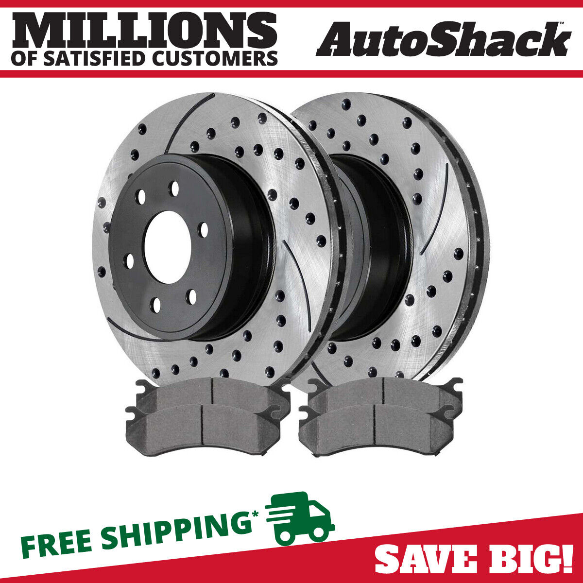 Front Drilled Slotted Brake Rotors Black & Pads for Chevy Silverado 1500 Classic