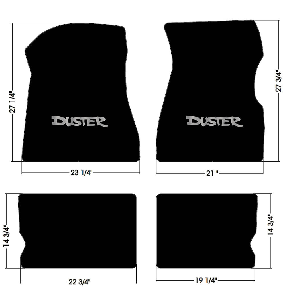 NEW 1970-1976 Black Floor Mats Plymouth Silver Duster Embroidered Logo set of 4