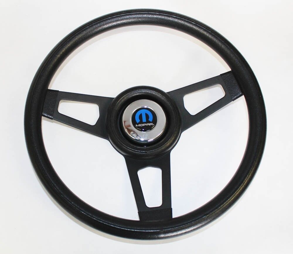 70-76 Dodge Dart Charger Demon Black Steering Wheel with black spokes 13 3/4