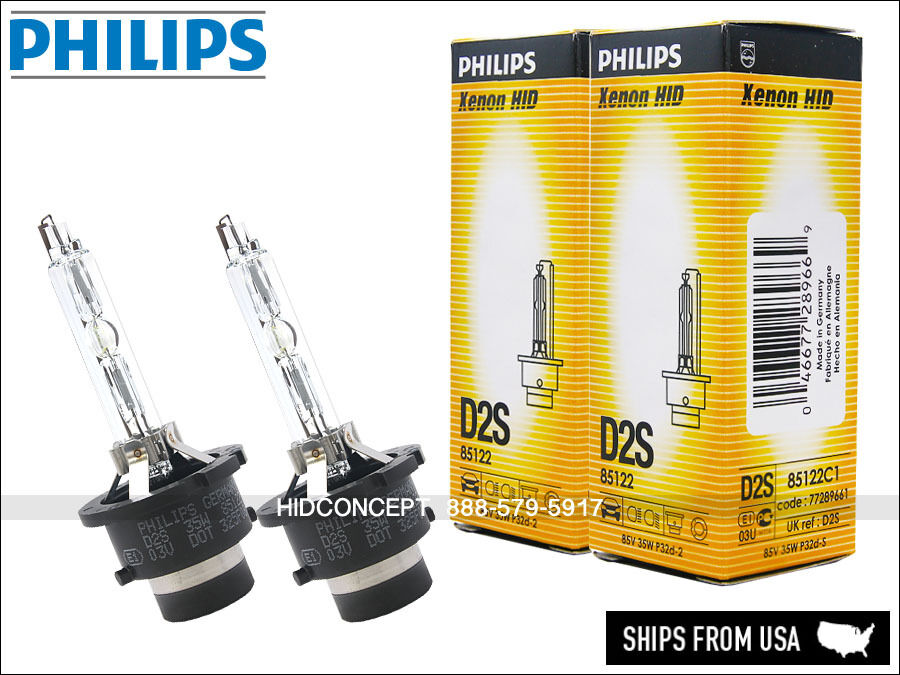 Philips OEM D2S 4300K HID Xenon Headlight Replacement Lamp Bulbs 85122 Pack of 2