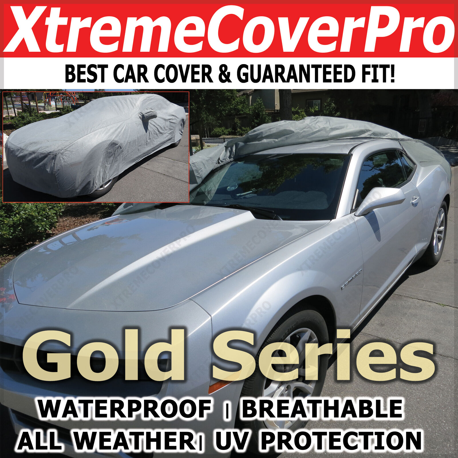 2015 2014 CHEVROLET CAMARO Waterproof Car Cover w/Mirror Pockets - Gray