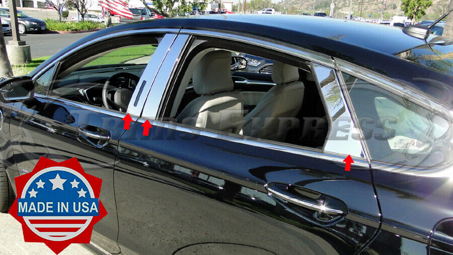 2013-2020 Ford Fusion 6Pc Chrome Pillar Post Stainless Steel w/cutout