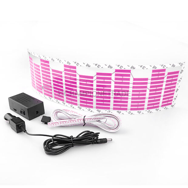 Dark Pink Car Music Rhythm LED Flash Light Sticker Sound Activate Equalizer Hot
