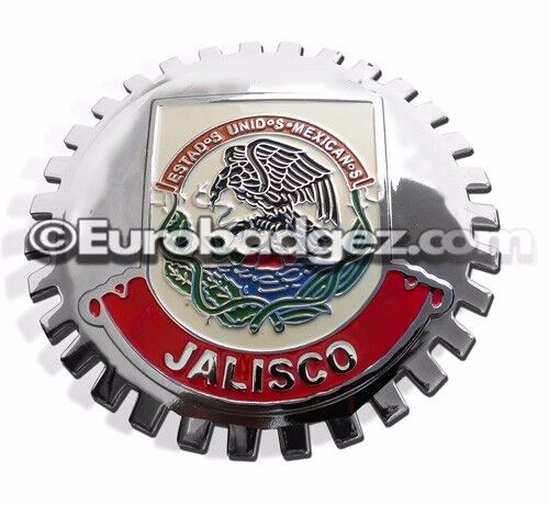 1- NEW Chrome Front Grill Badge Mexican Flag Spanish MEXICO MEDALLION JALISCO