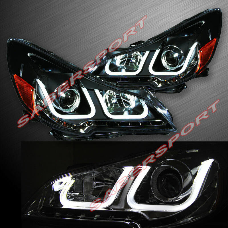 Set of Black U-Bar Projector Headlights for 2010-2014 Subaru Outback / Legacy