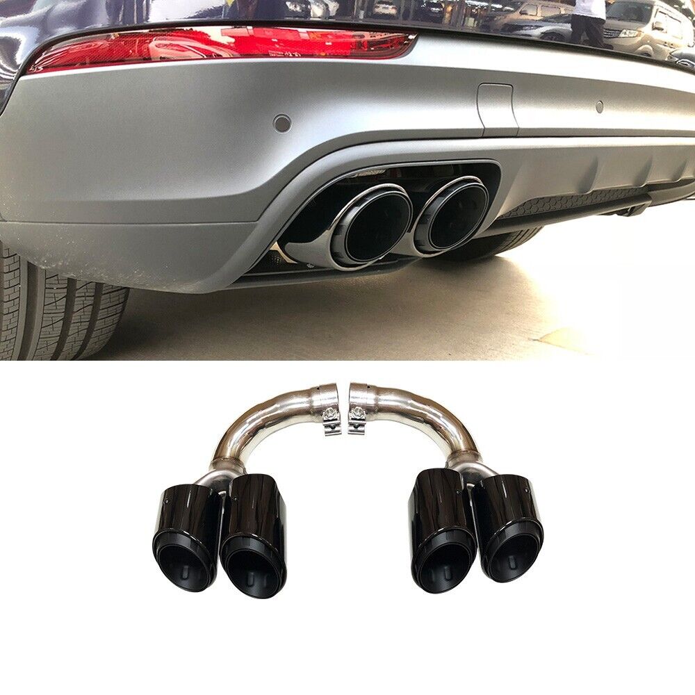 Black Tail Exhaust Pipes Tips 3 Layers For Porsche Cayenne 3.0 Base 2018-2023