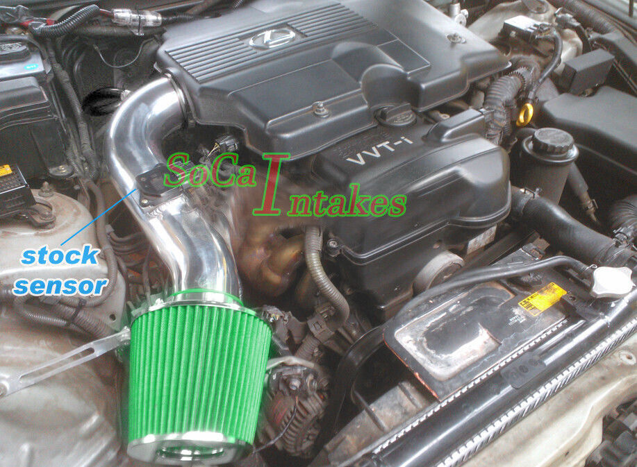  BLACK GREEN short ram Air intake kit for 2001-2005  Lexus IS300 Altezza 3.0L V6
