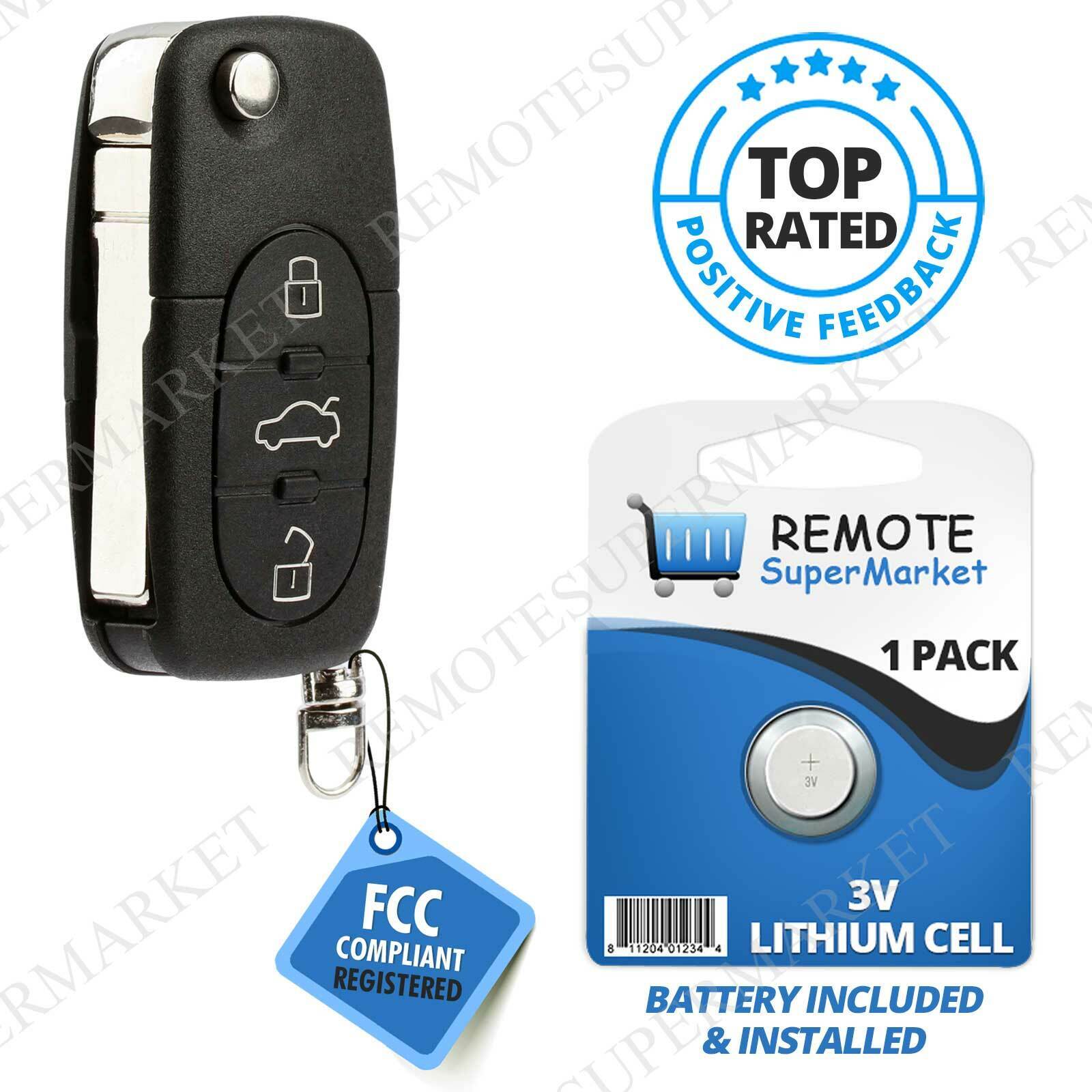 Replacement for Audi A4 A6 A8 Allroad Quattro Remote Car Keyless Entry Key Fob