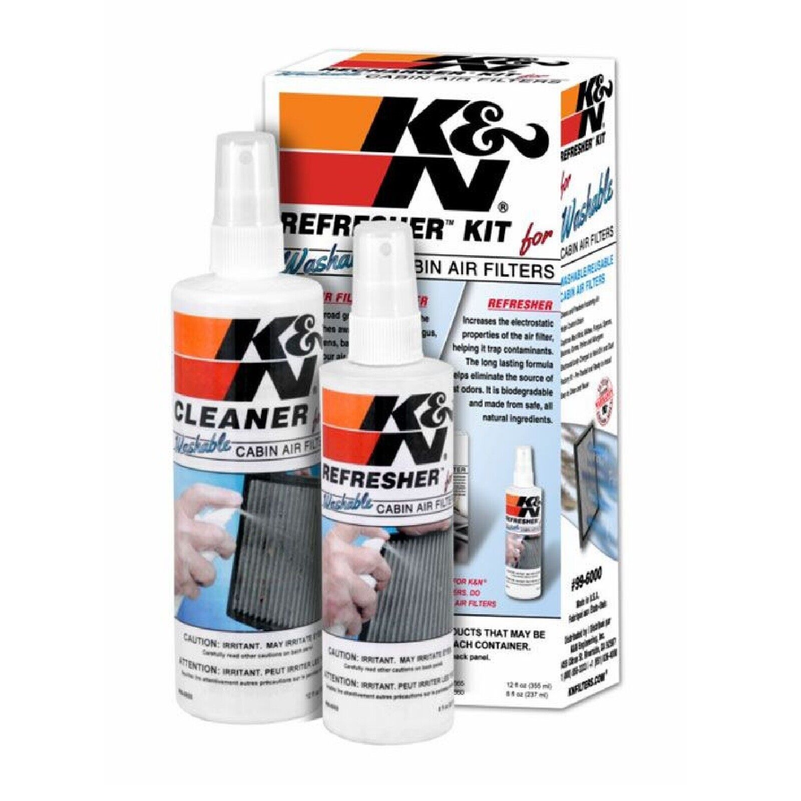 K&N 99-6000 Cabin Air Filter Spray Bottle Cleaning Care & Refresher Kit