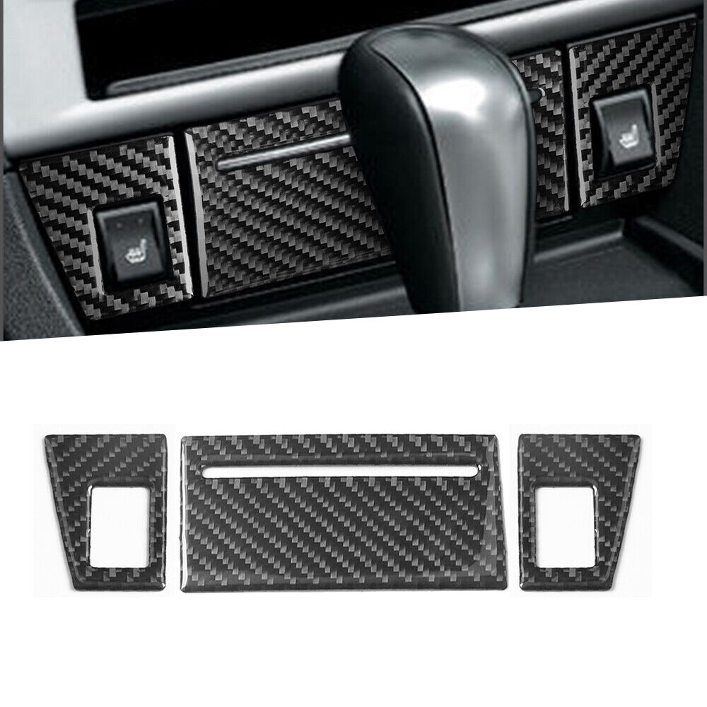 3Pcs For Chrysler 300 05-07 Carbon Fiber Console Cigarette Lighter Panel Cover 