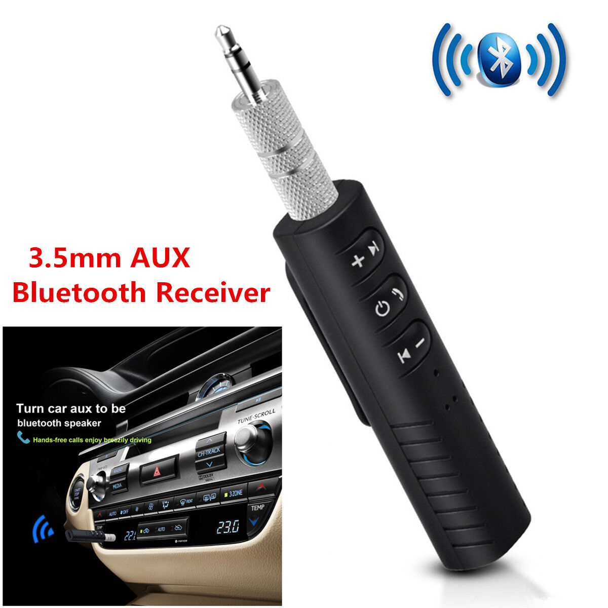 Handsfree Wireless Car Bluetooth Receiver 3.5mm AUX Music Stereo Audio Adapter