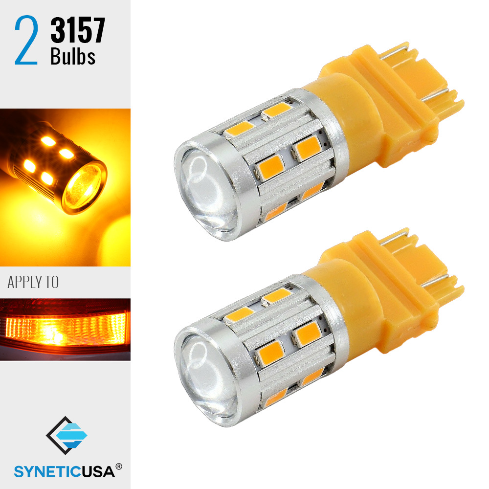 2x 3157 3457K Amber-Yellow 12-LED Turn Signal/Parking/DRL Lamp Light Bulbs