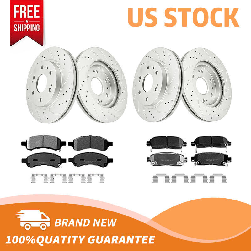 For Chevrolet Traverse GMC Acadia Buick Enclave Front & Rear Rotors + Brake Pads
