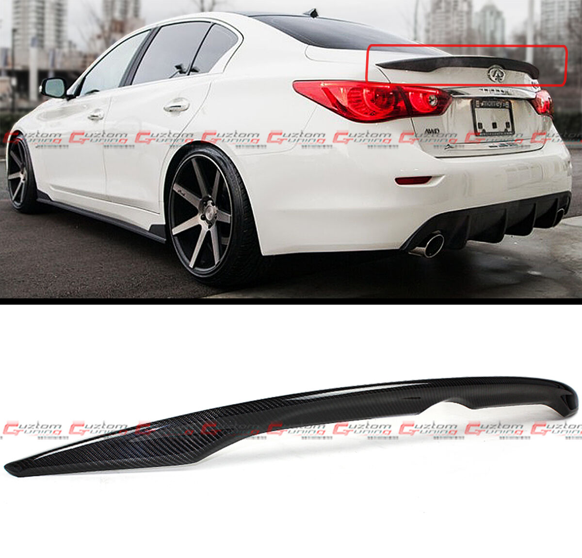 FOR 2014-2024 INFINITI Q50 Q50S OE STYLE CARBON FIBER TRUNK SPOILER WING LID