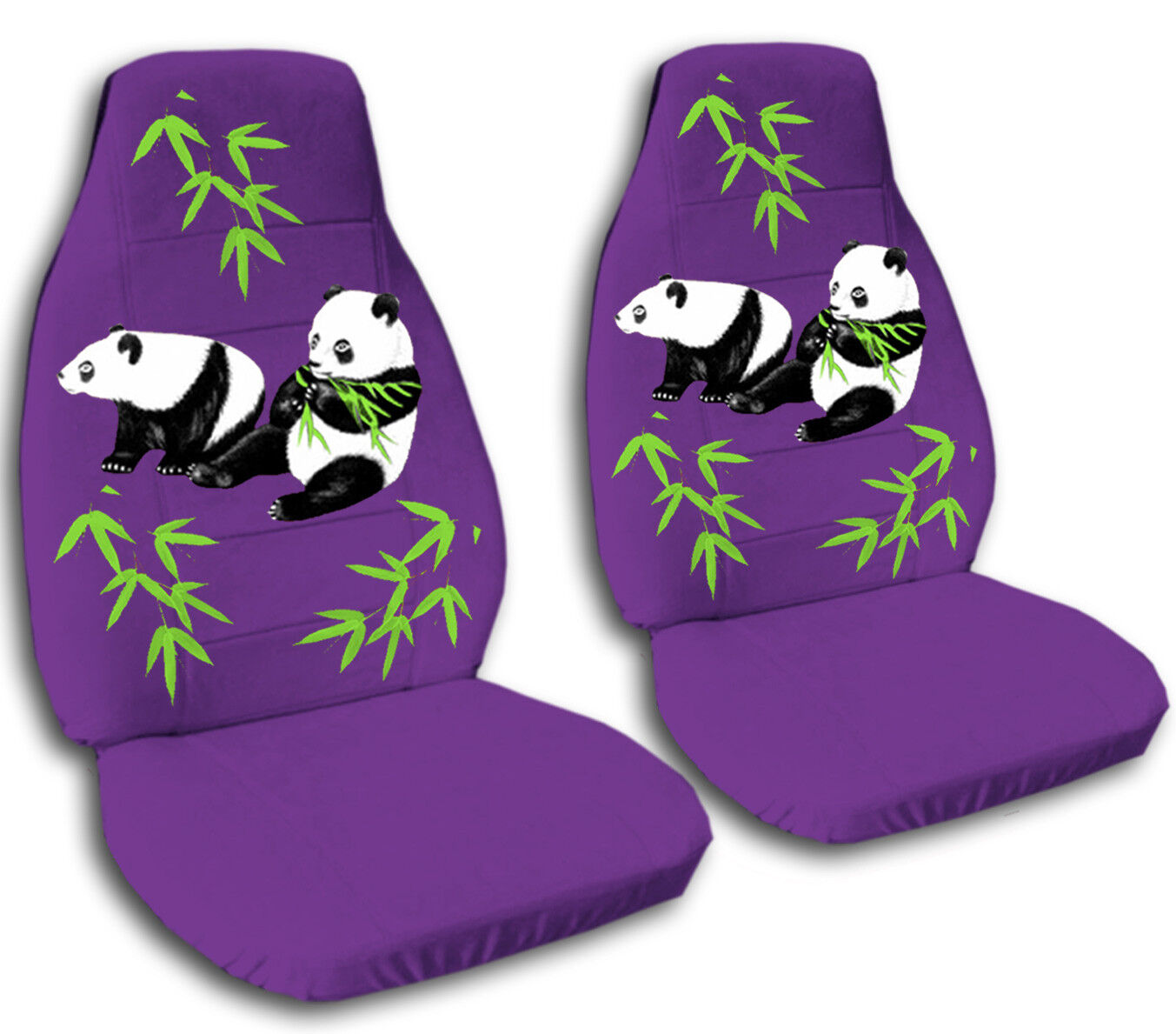 2 Front Purple Panda Velvet Seat Covers Universal Size