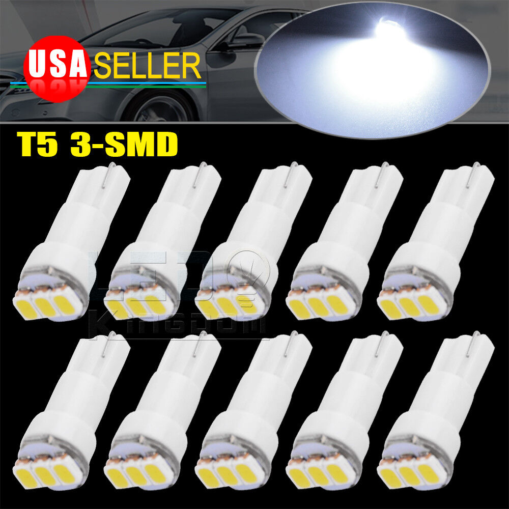 10x Pure White T5 1206 3SMD LED Interior Instrument Dashboard Dash Light Bulbs