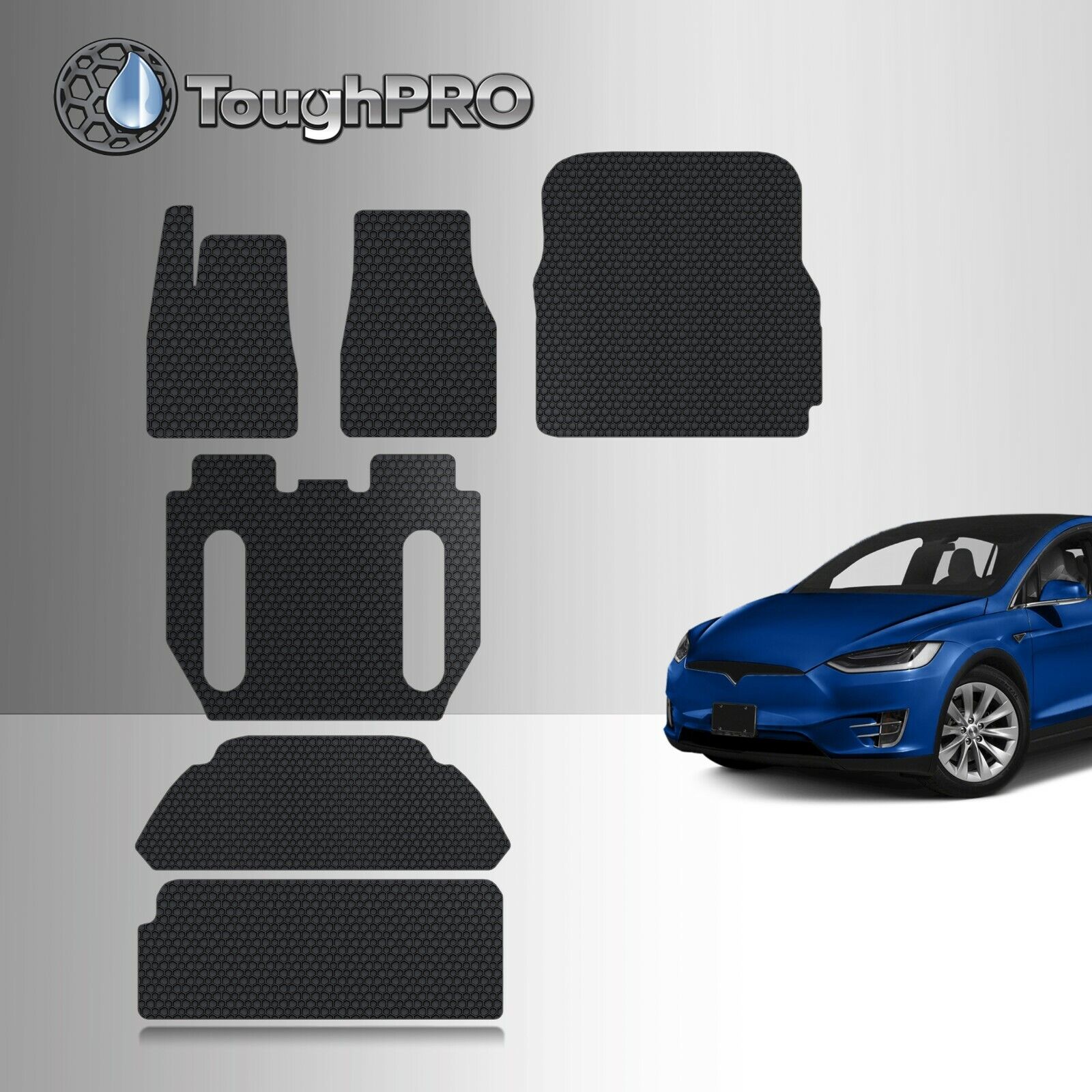 ToughPRO Heavy Duty Black Rubber For 2016 Tesla Model X 6 Seater Floor+Cargo Mat