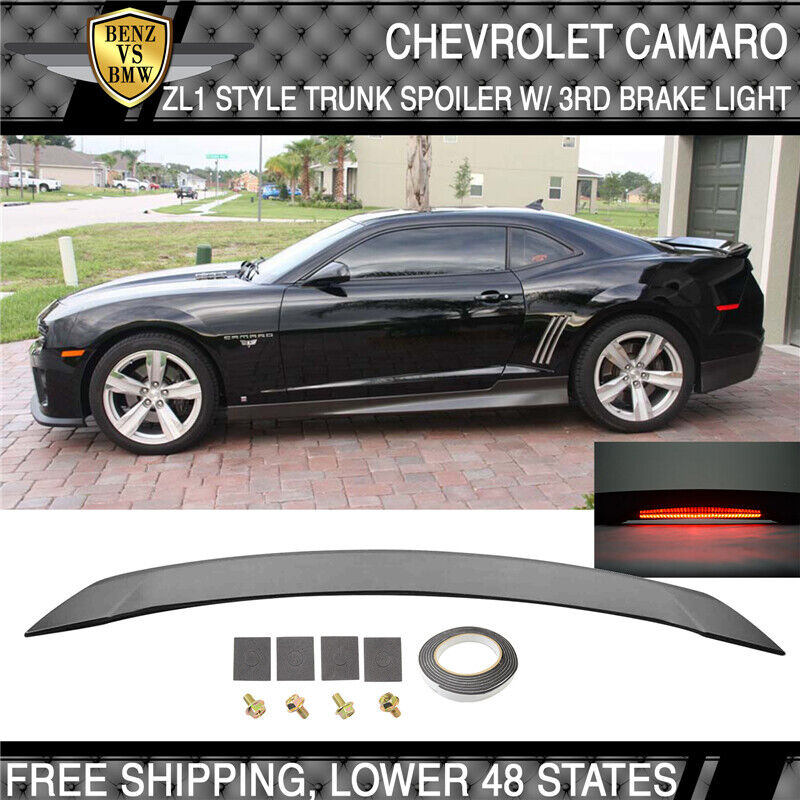 Fits 10-13 Chevy Camaro ZL1 Style ABS Rear Trunk Spoiler & LED 3rd Brake Light